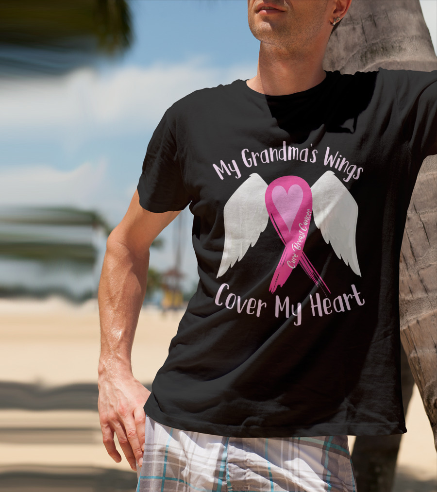 My Grandma's Wings Cure Breast Cancer Cover My Heart T-Shirt