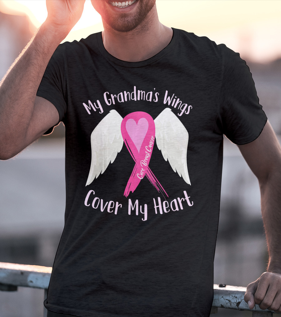 My Grandma's Wings Cure Breast Cancer Cover My Heart T-Shirt