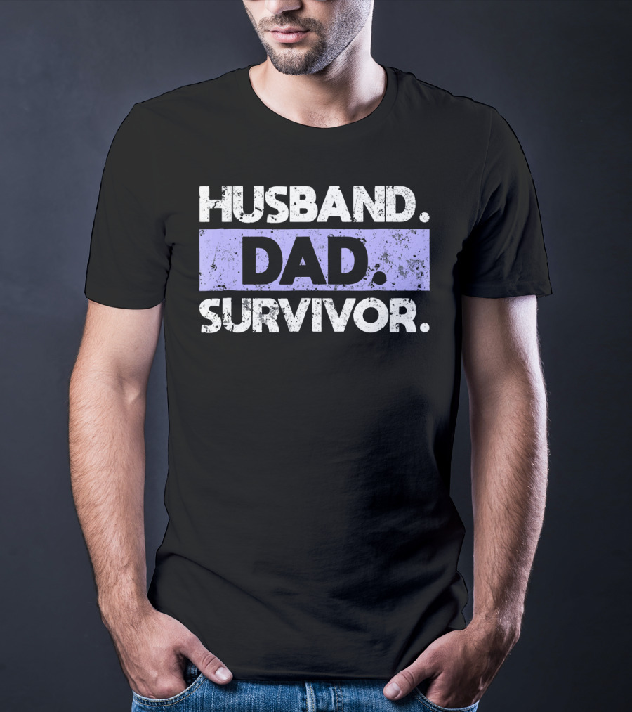 Husband Dad Survivor Cancer Awareness T-Shirt