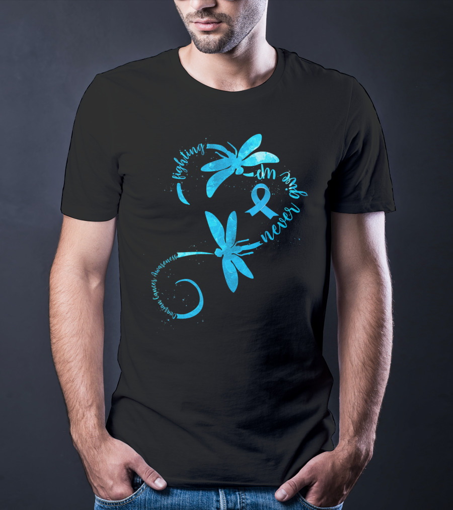 Fighting Never Give Up Ovarian Cancer Awareness Dragonfly T-Shirt