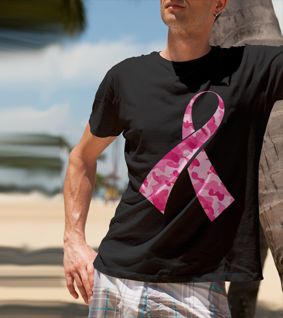 Pink Camouflage Ribbon Breast Cancer Awareness Month T-Shirt