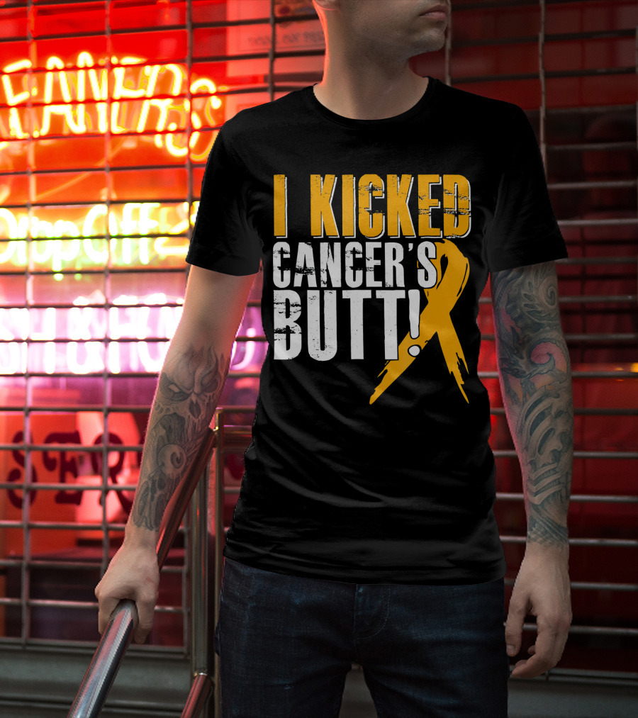 I Kicked Cancer's Butt Childhood Cancer Awareness Survivor T-Shirt