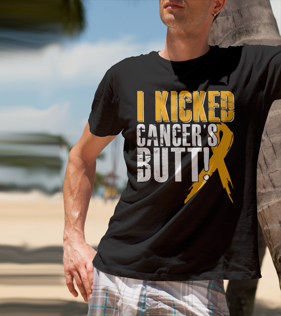 I Kicked Cancer's Butt Childhood Cancer Awareness Survivor T-Shirt