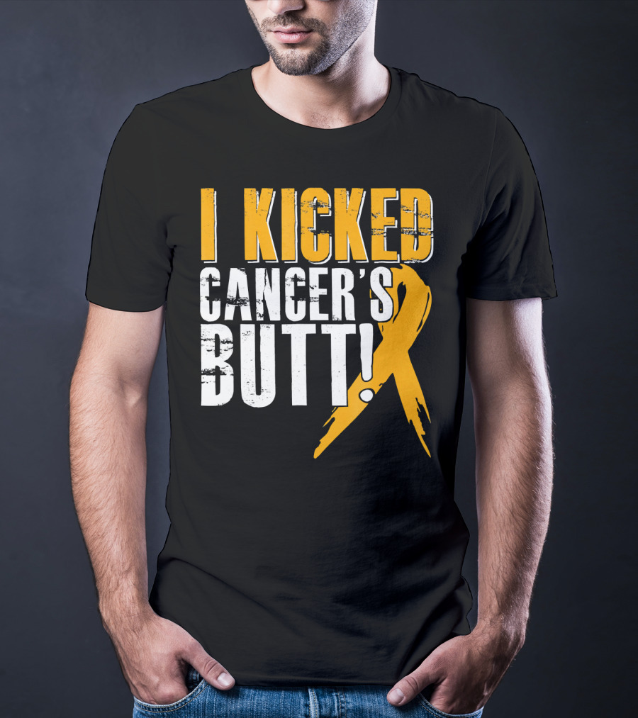 I Kicked Cancer's Butt Childhood Cancer Awareness Survivor T-Shirt