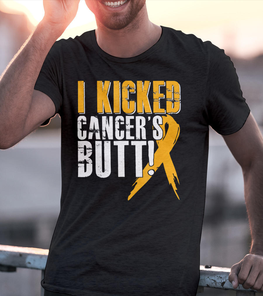 I Kicked Cancer's Butt Childhood Cancer Awareness Survivor T-Shirt