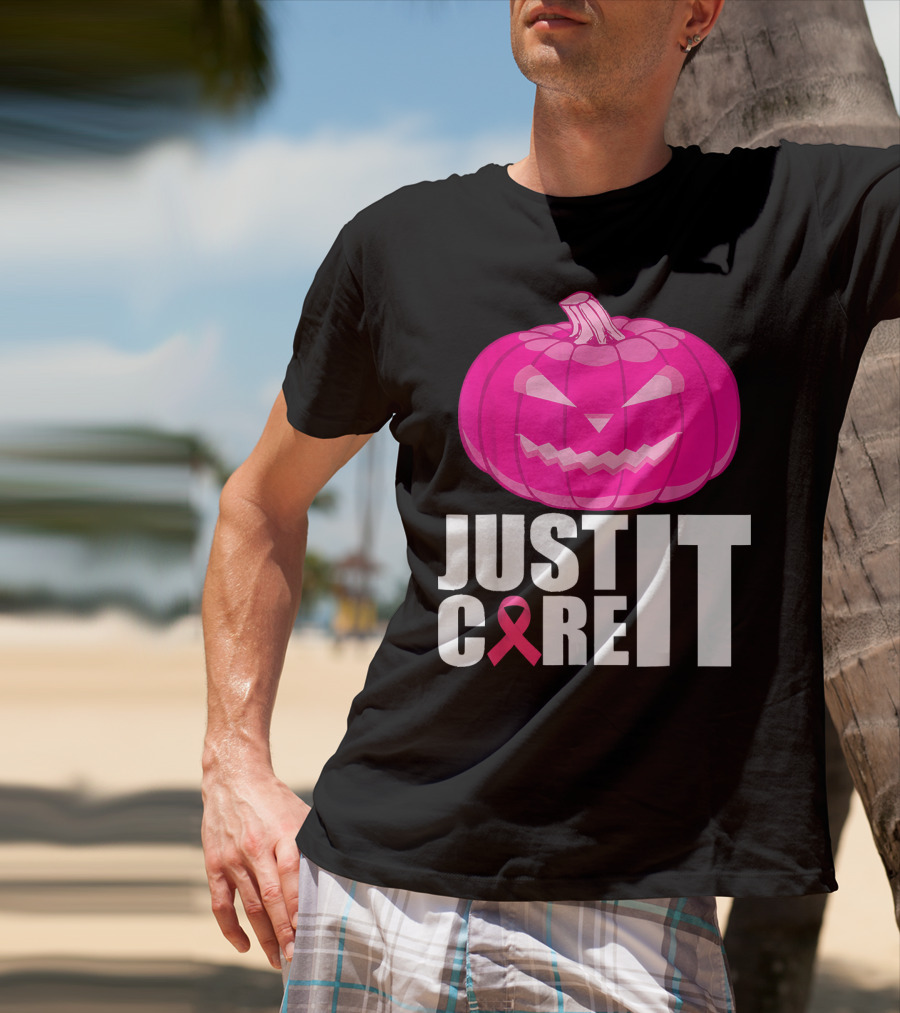 Just Cure It Pink Pumpkin Breast Cancer Awareness T-Shirt