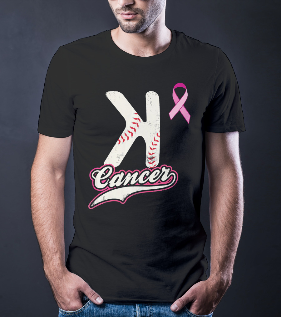 StriKe Out Cancer Baseball Pink Ribbon Support T-Shirt
