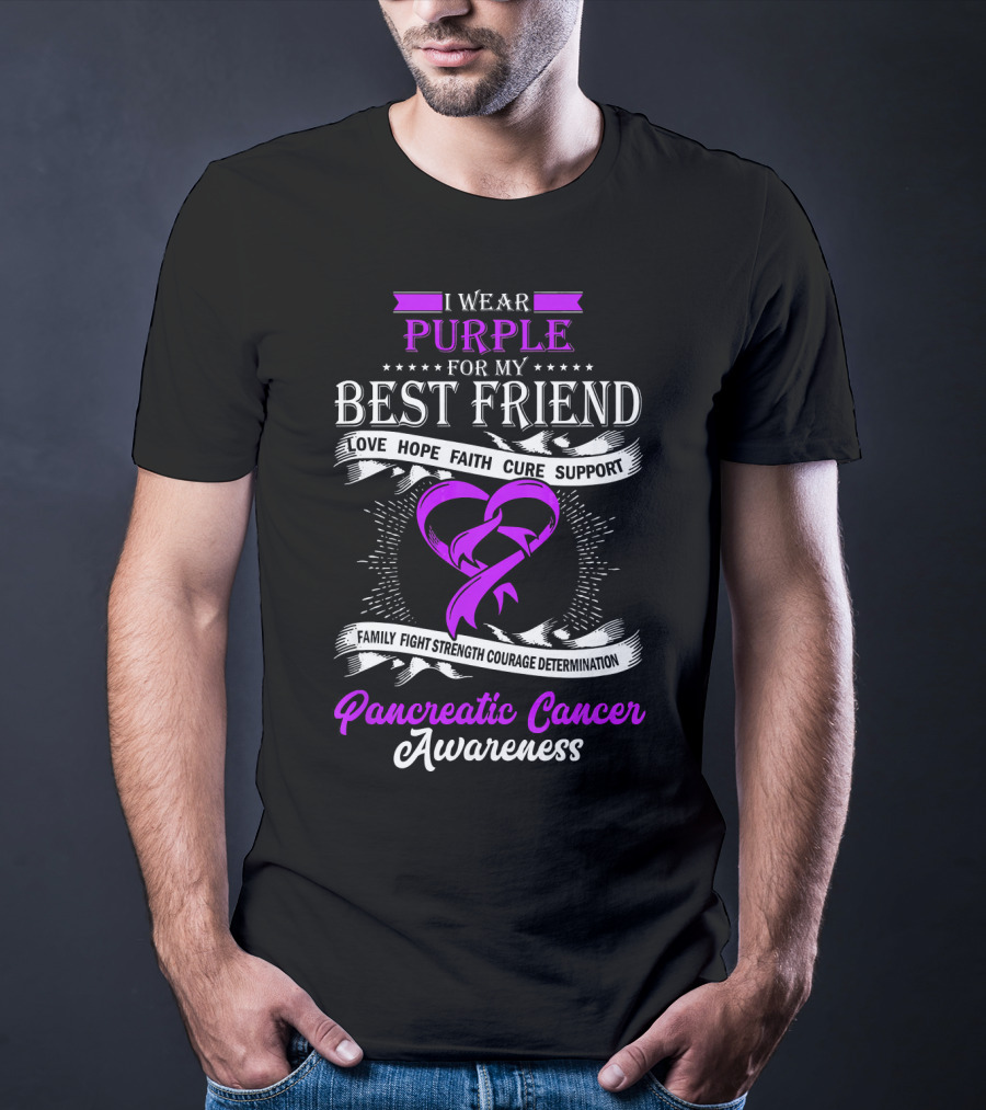 I Wear Purple For My Best Friend Pancreatic Cancer Awareness T-Shirt