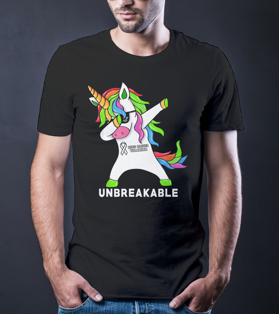 Unbreakable Lung Cancer Awareness Unicorn Warrior T-Shirt