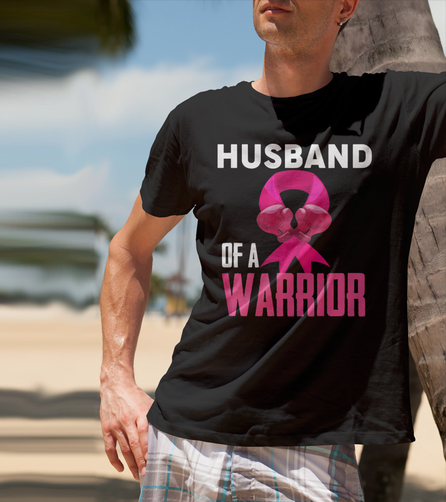 Husband Of A Warrior Breast Cancer Awareness Boxing Gloves T-Shirt