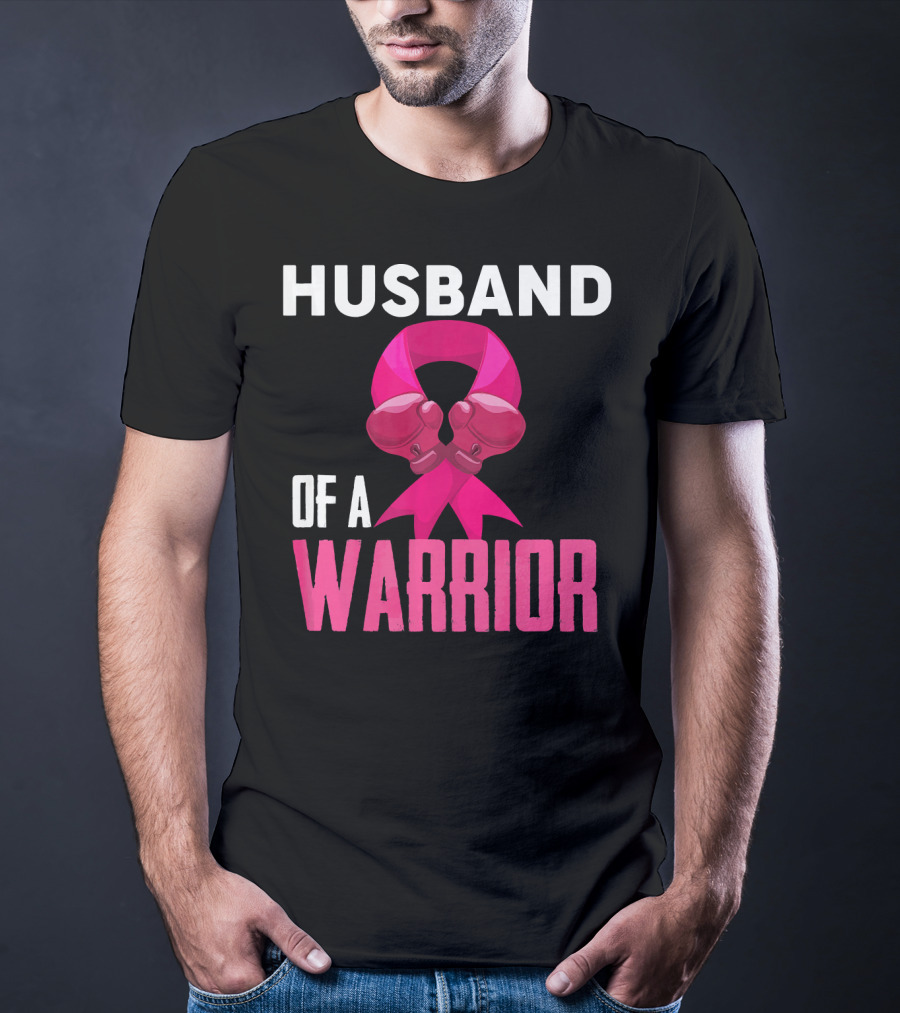 Husband Of A Warrior Breast Cancer Awareness Boxing Gloves T-Shirt