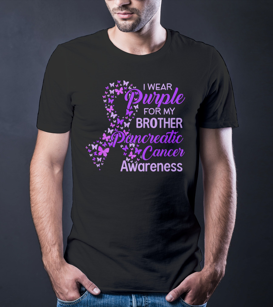 I Wear Purple For My Brother Pancreatic Cancer Awareness T-Shirt