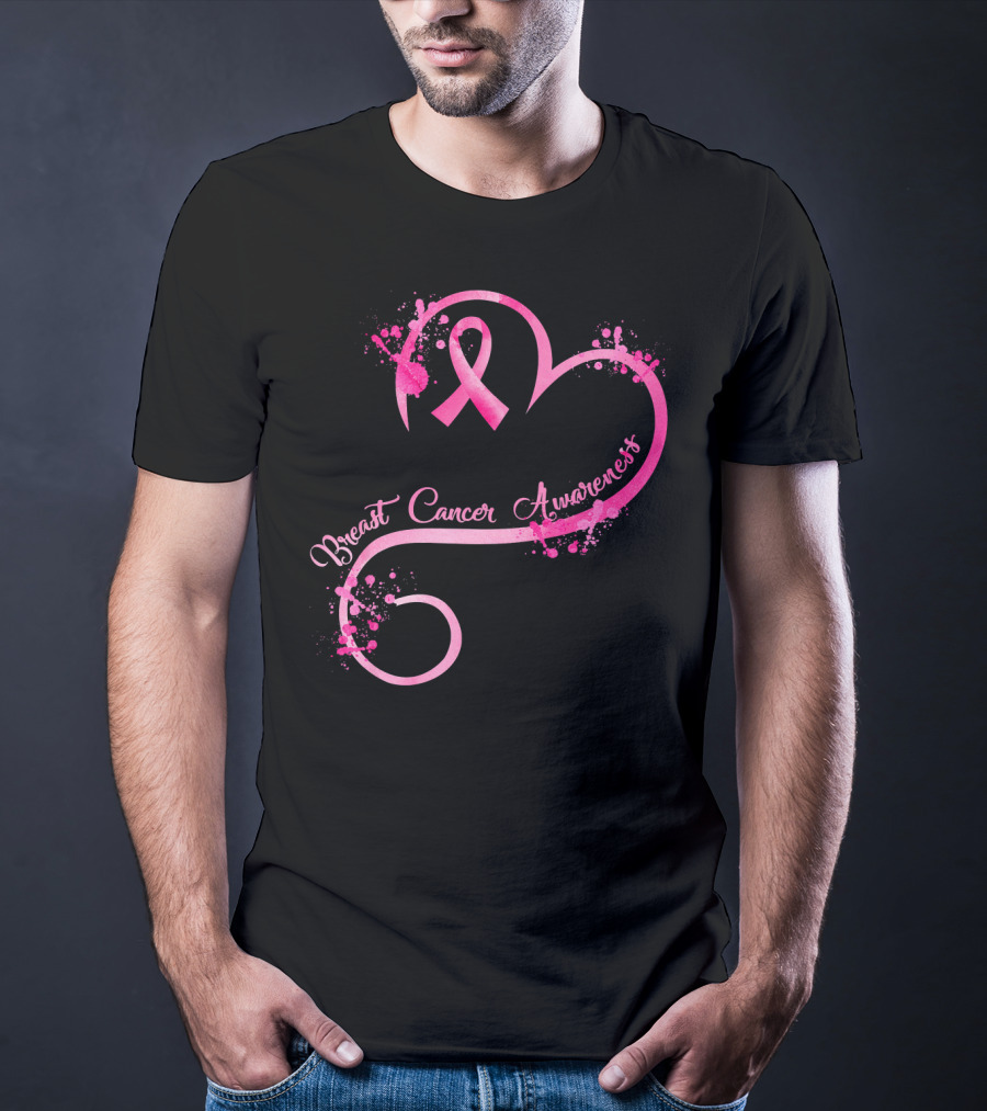 Heart Pink Ribbon Breast Cancer Awareness T-Shirt