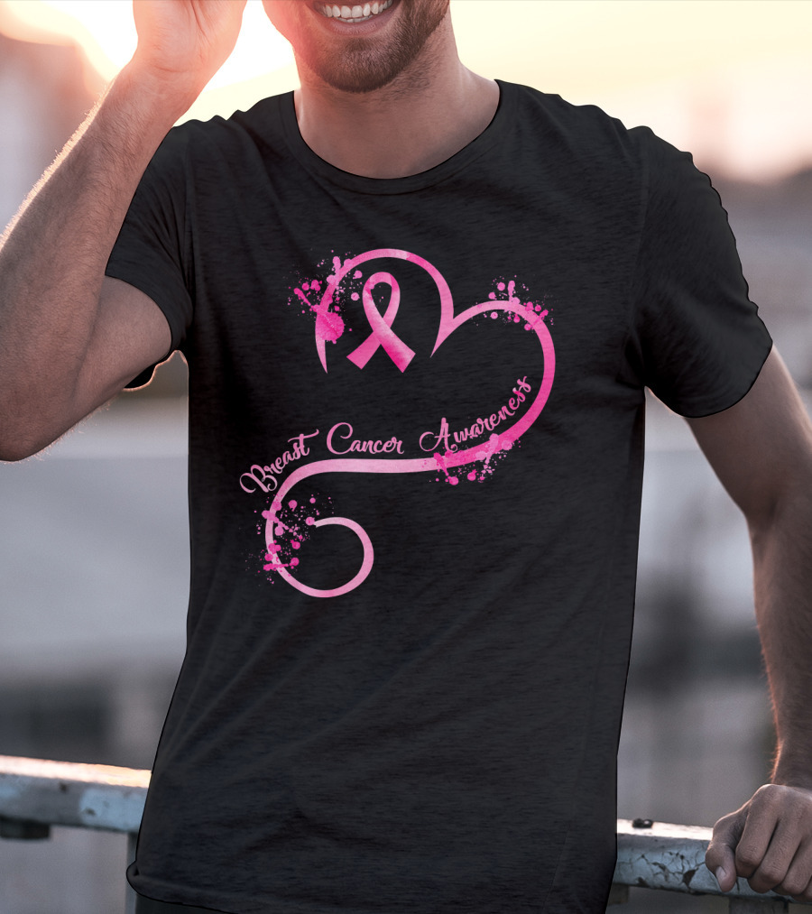 Heart Pink Ribbon Breast Cancer Awareness T-Shirt