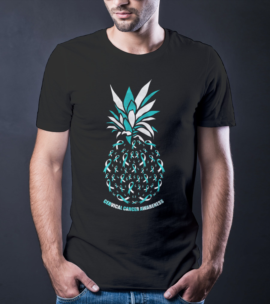 Cervical Cancer Awareness Pineapple With Ribbons T-Shirt