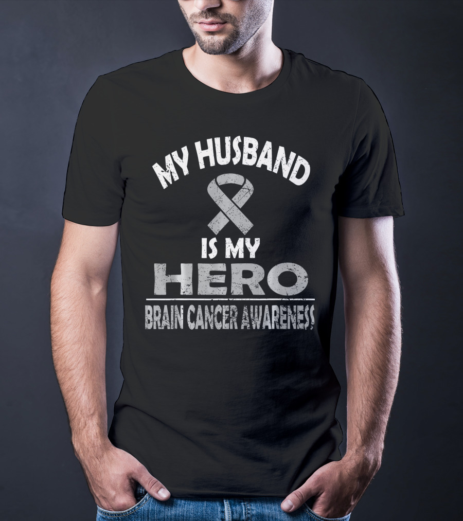 My Husband Is My Hero Brain Cancer Awareness T-Shirt