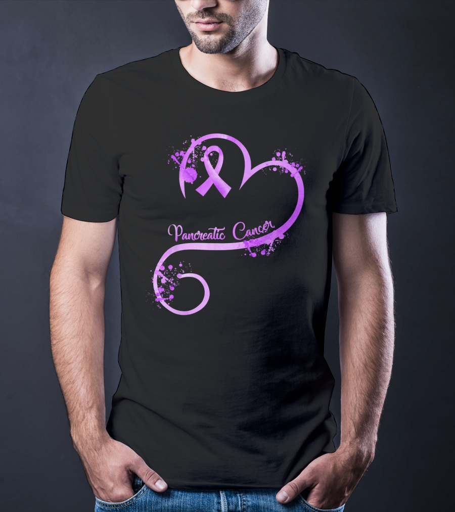 Heart Ribbon Pancreatic Cancer Awareness T-Shirt