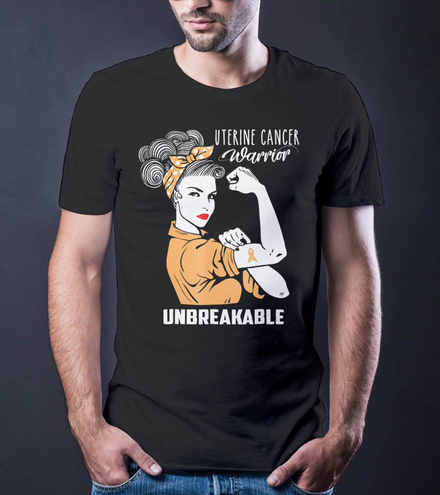 Uterine Cancer Warrior Unbreakable Rosie The Riveter T-Shirt