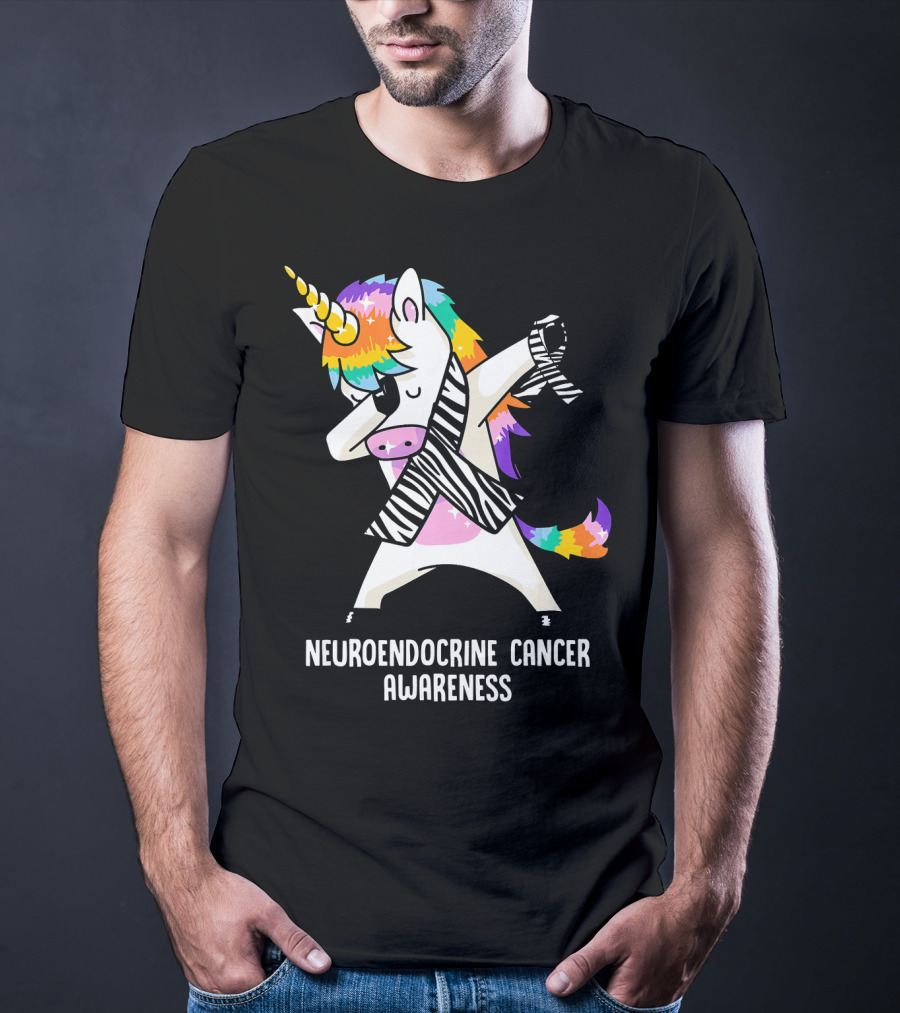 Neuroendocrine Cancer Awareness Dabbing Rainbow Unicorn T-Shirt