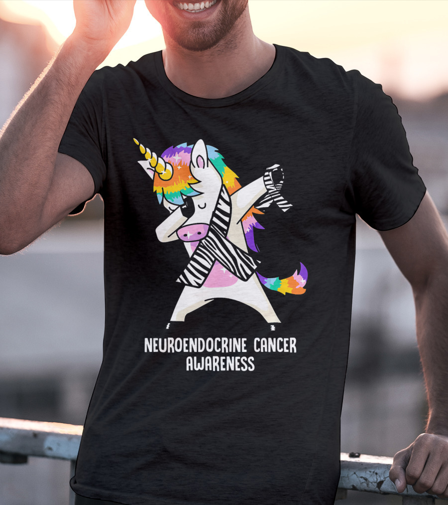Neuroendocrine Cancer Awareness Dabbing Rainbow Unicorn T-Shirt
