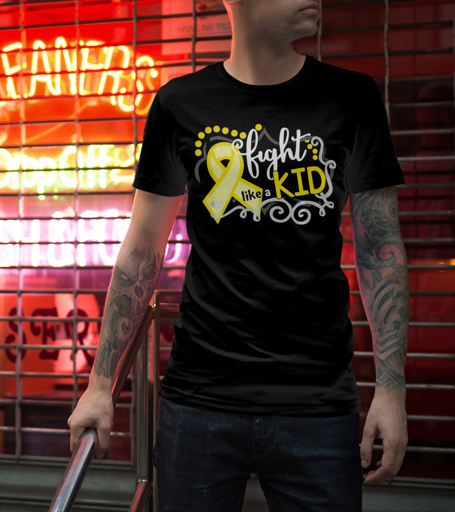 Fight Like A Kid Childhood Cancer Awareness Yellow T-Shirt