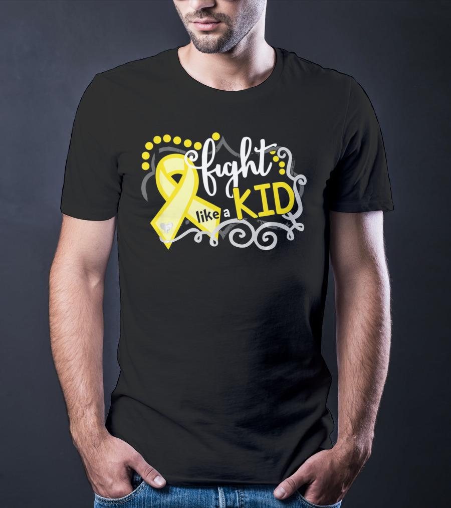 Fight Like A Kid Childhood Cancer Awareness Yellow T-Shirt