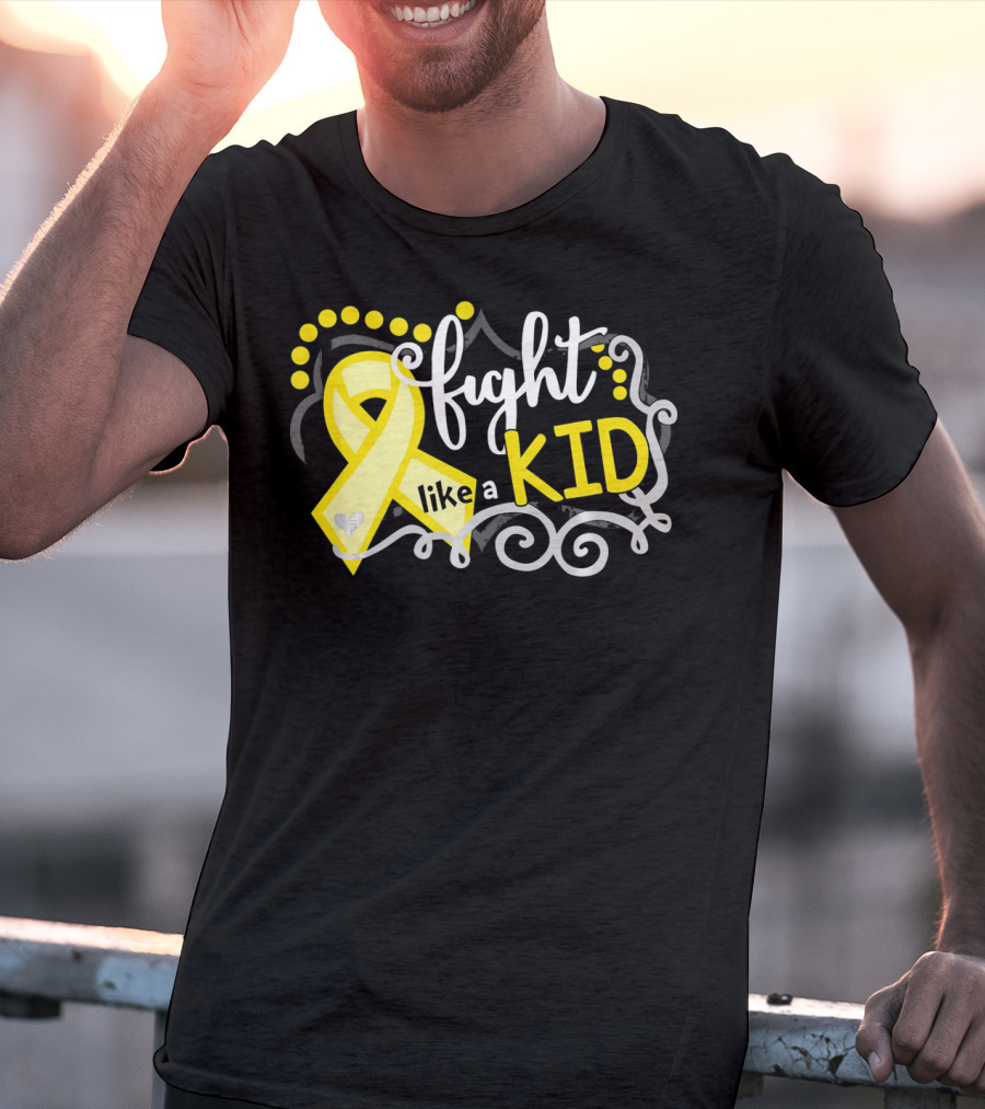 Fight Like A Kid Childhood Cancer Awareness Yellow T-Shirt
