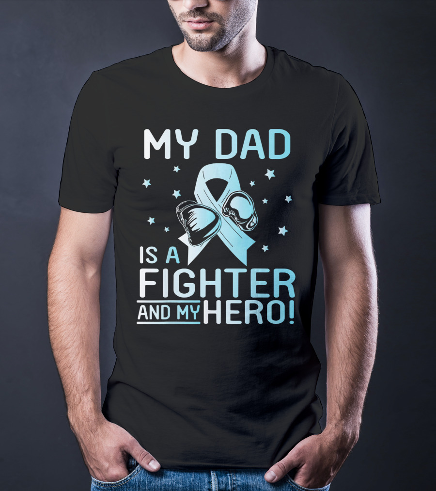 My Dad Is A Fighter And My Hero Boxing Gloves Ribbon Stars T-Shirt