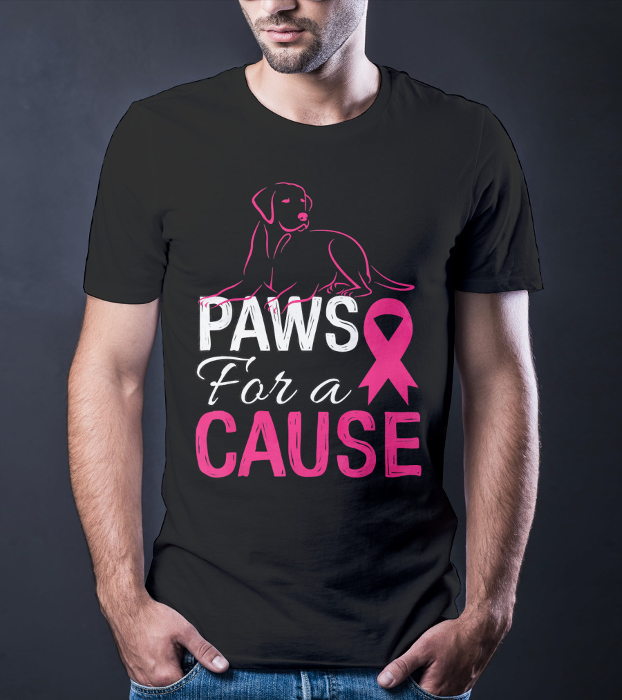 Paws For A Cause Breast Cancer Awareness Pink T-Shirt