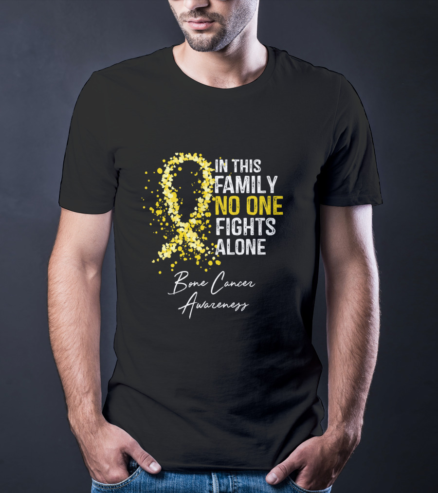 In This Family No One Fights Alone Bone Cancer Awareness T-Shirt