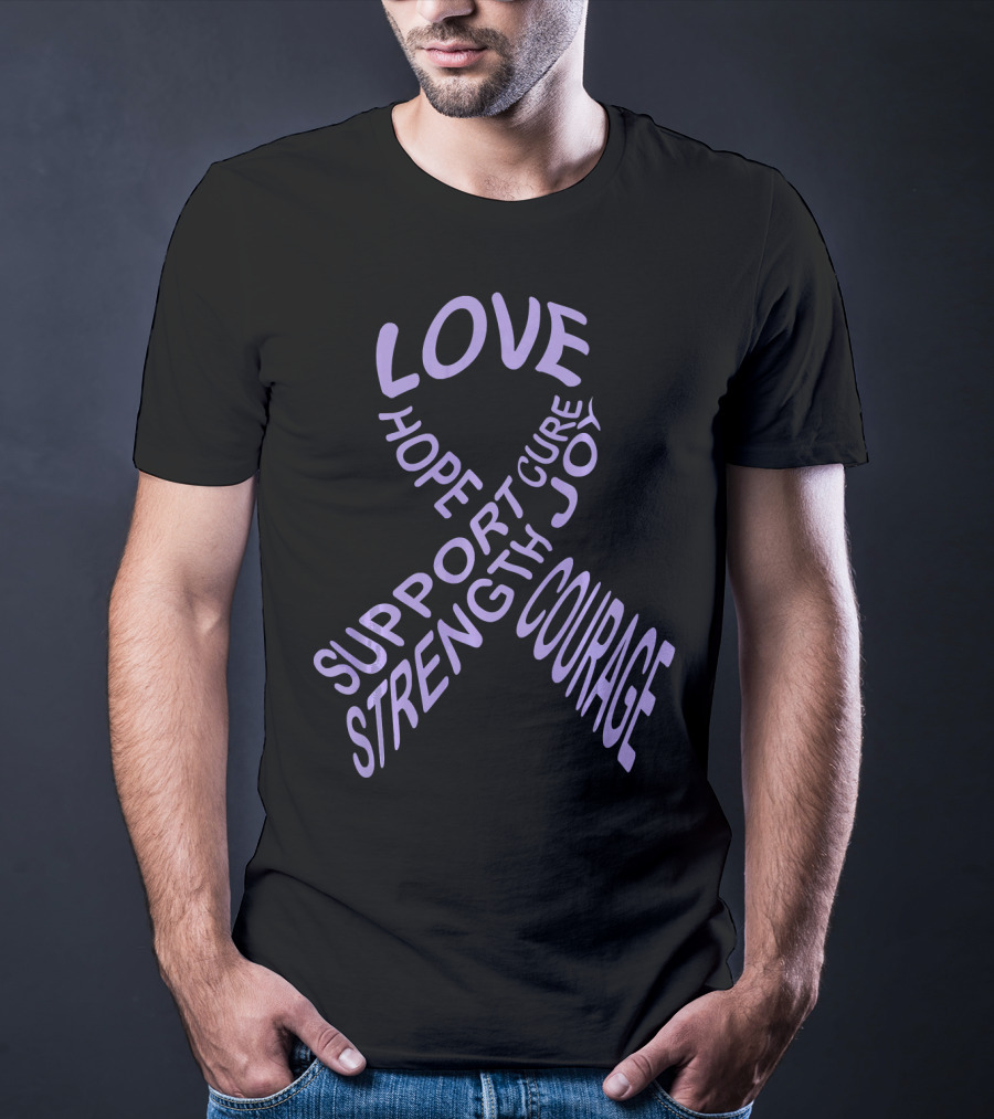 Love Hope Support Strength Courage Cure Joy Testicular Cancer Awareness Fight Cancer T-Shirt