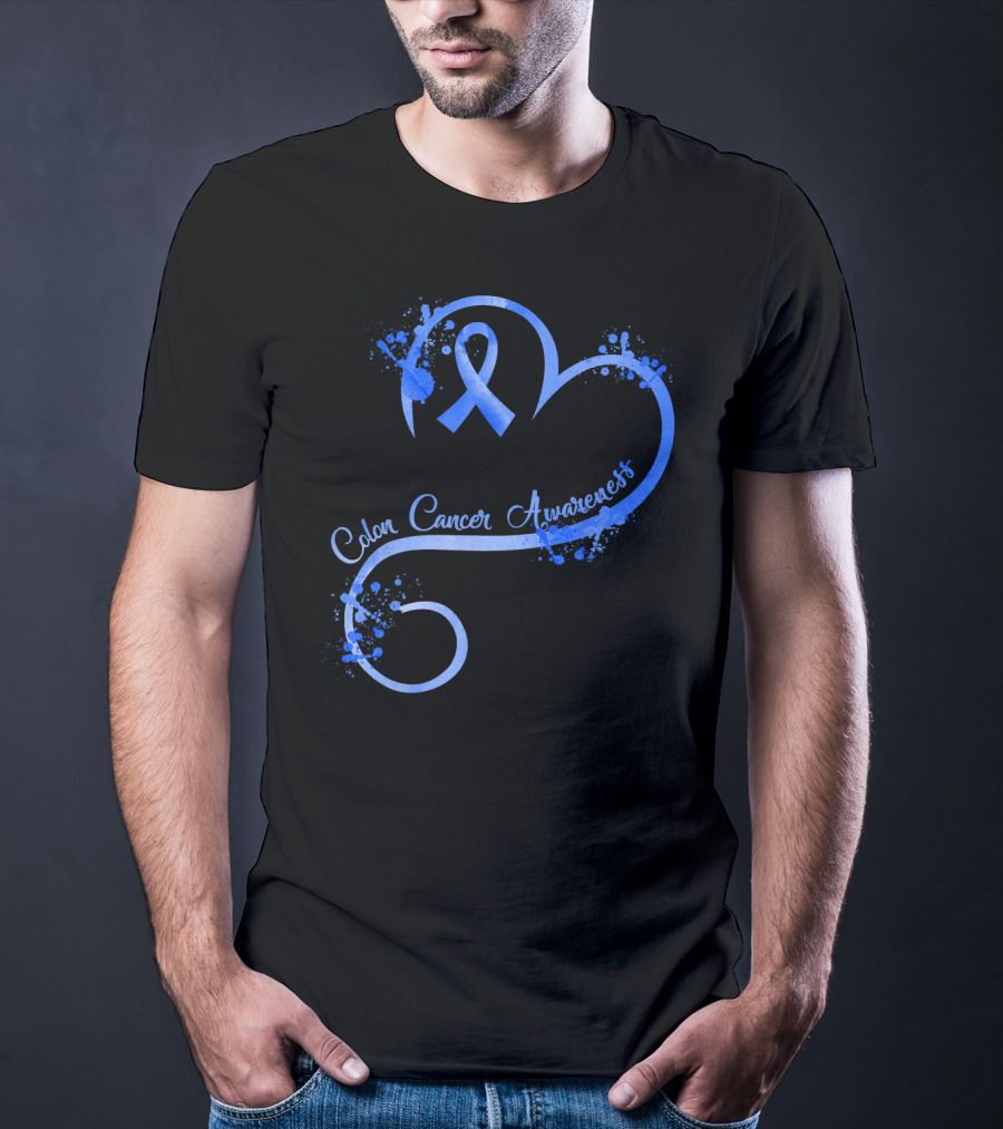 Heart Ribbon Colon Cancer Awareness T-Shirt