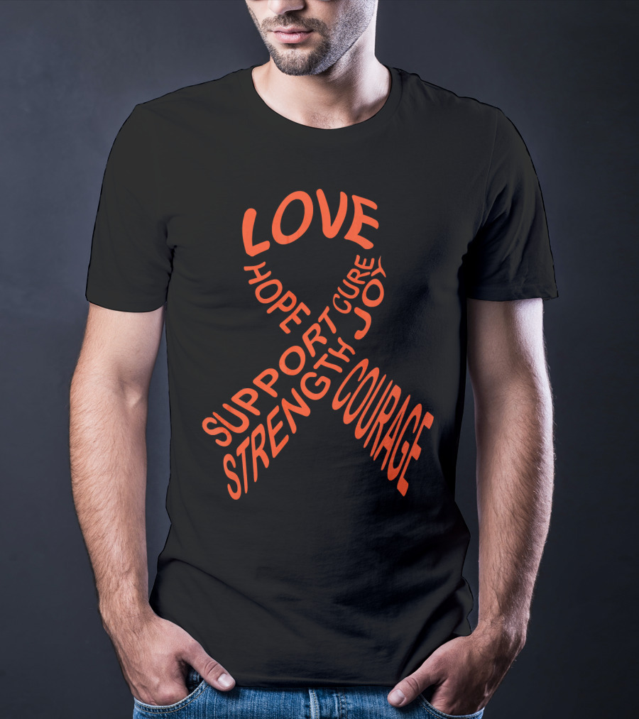Leukemia Cancer Awareness Ribbon Love Hope Support Strength Courage Cure Joy T-Shirt