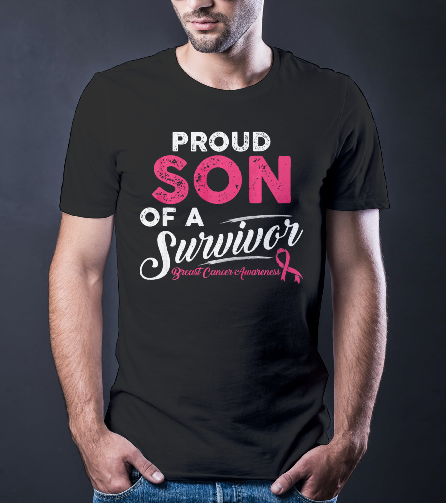 Proud Son Of A Survivor Breast Cancer Awareness T-Shirt