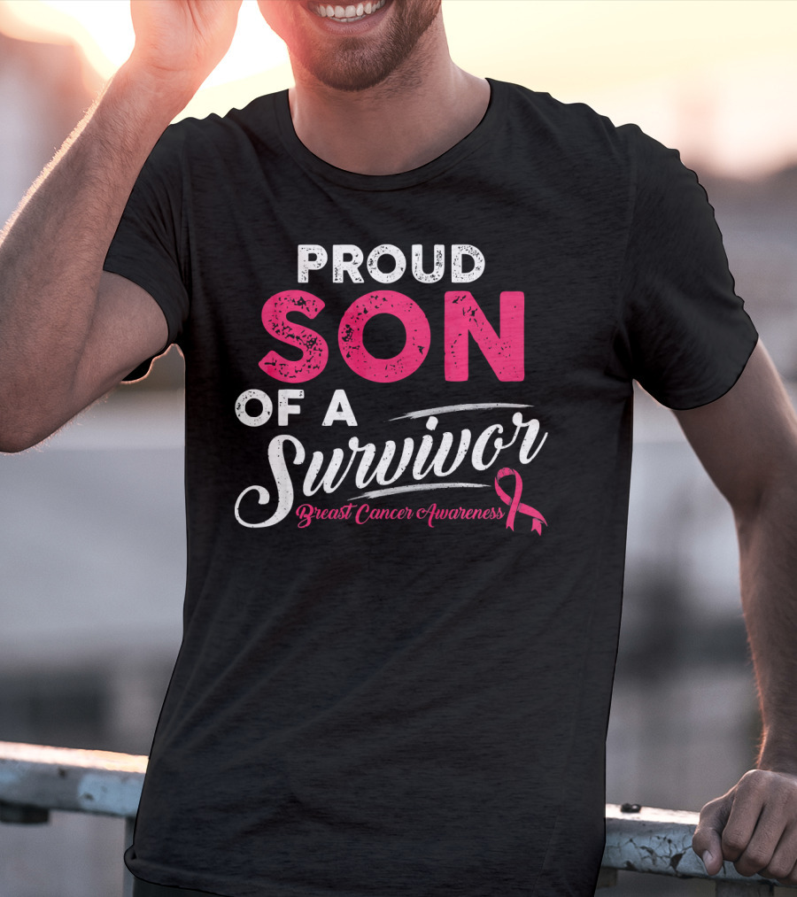 Proud Son Of A Survivor Breast Cancer Awareness T-Shirt