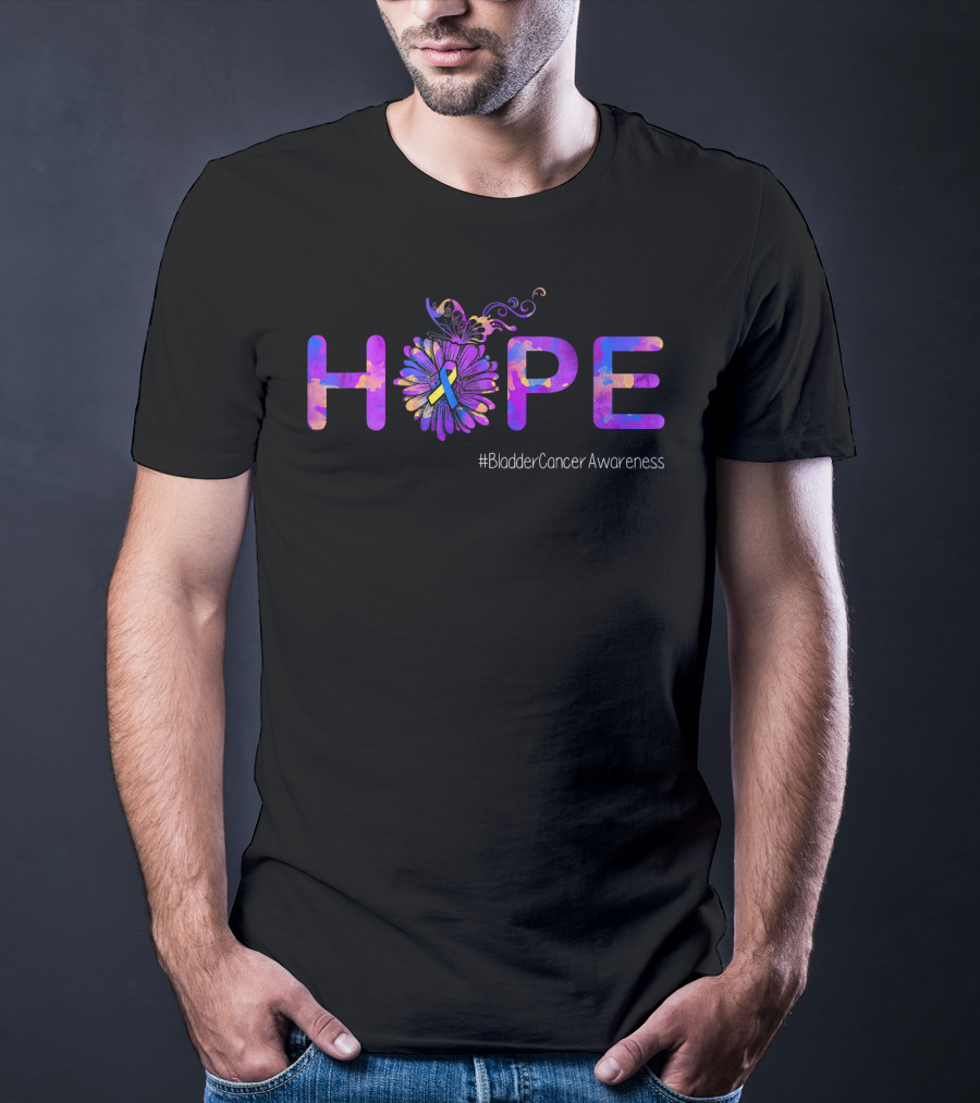 Hope Butterfly Ribbon Bladder Cancer Awareness T-Shirt