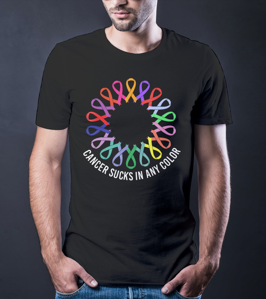 Cancer Sucks In Any Color Awareness Ribbons T-Shirt