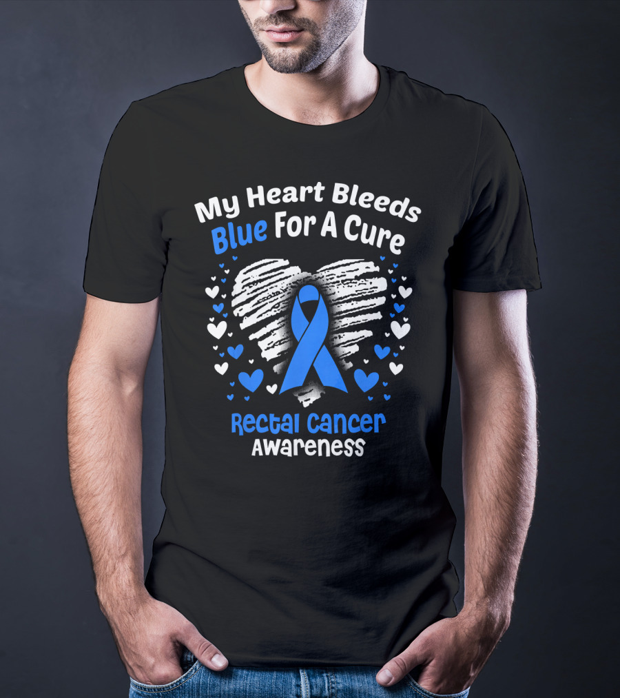 My Heart Bleeds Blue For A Cure Rectal Cancer Awareness T-Shirt