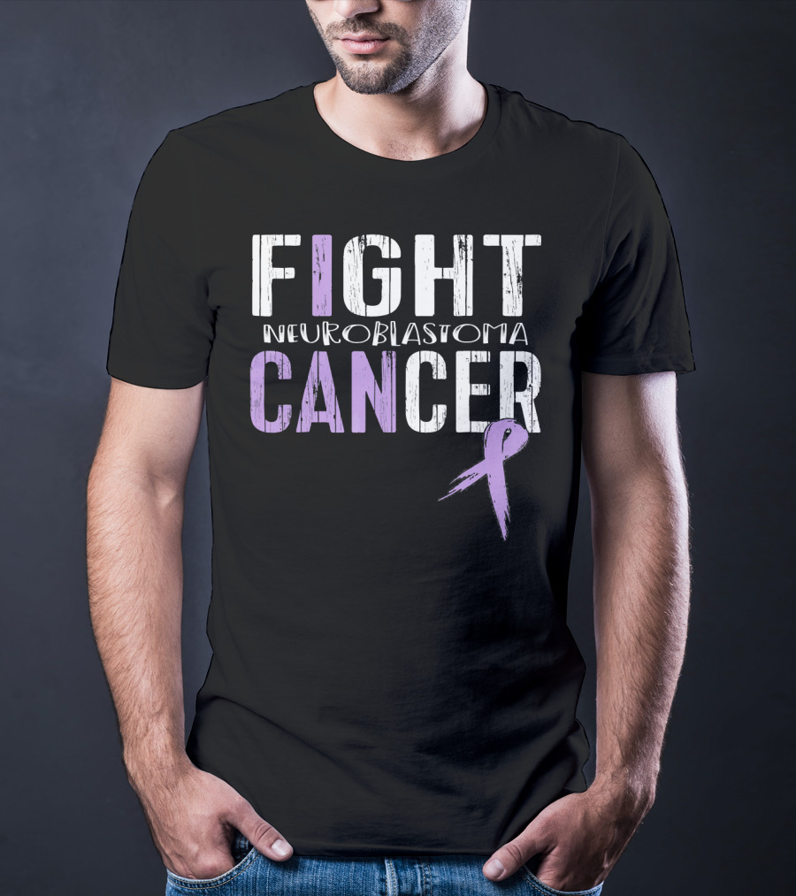 FIGHT NEUROBLASTOMA CANCER Purple Ribbon Awareness T-Shirt