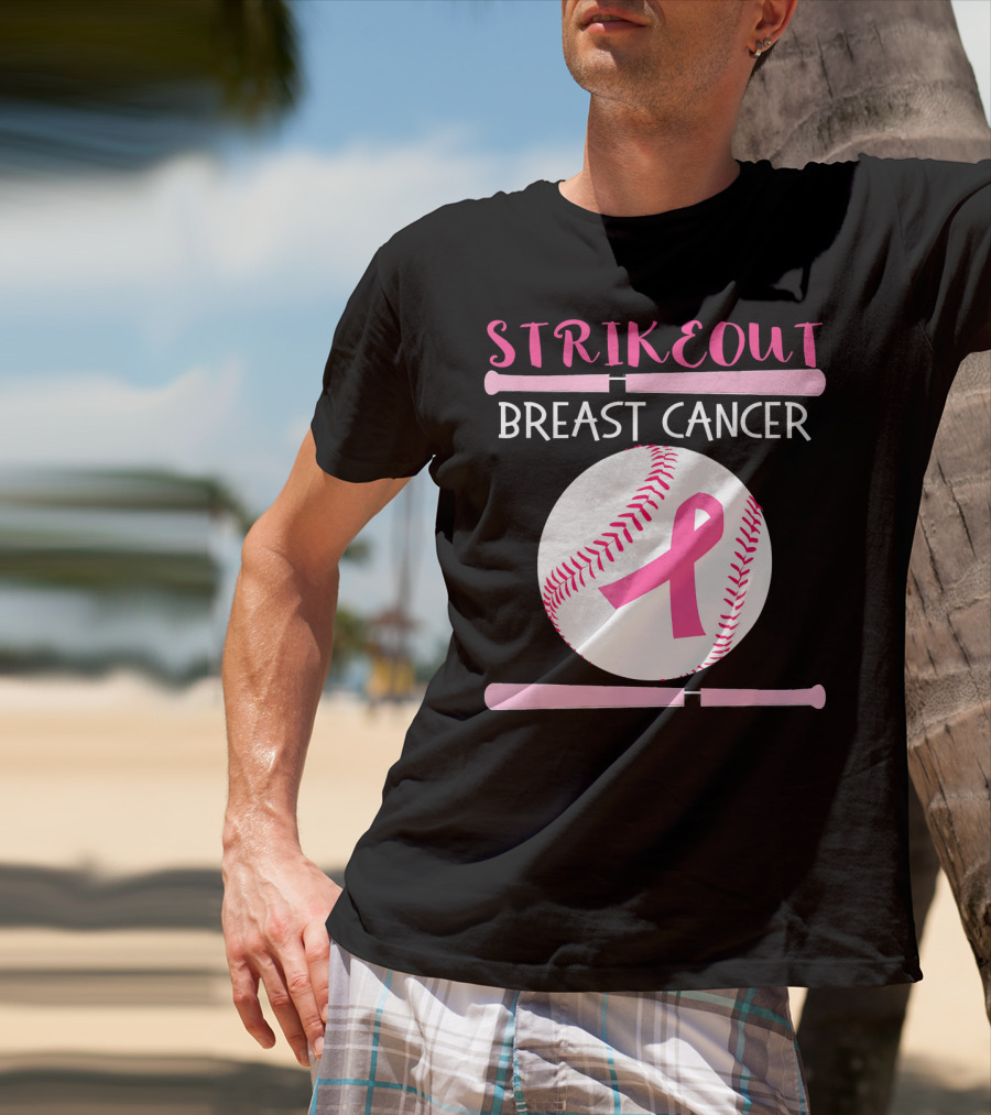 Strikeout Breast Cancer Baseball Catcher Player Team Co T-Shirt