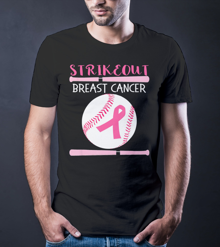 Strikeout Breast Cancer Baseball Catcher Player Team Co T-Shirt