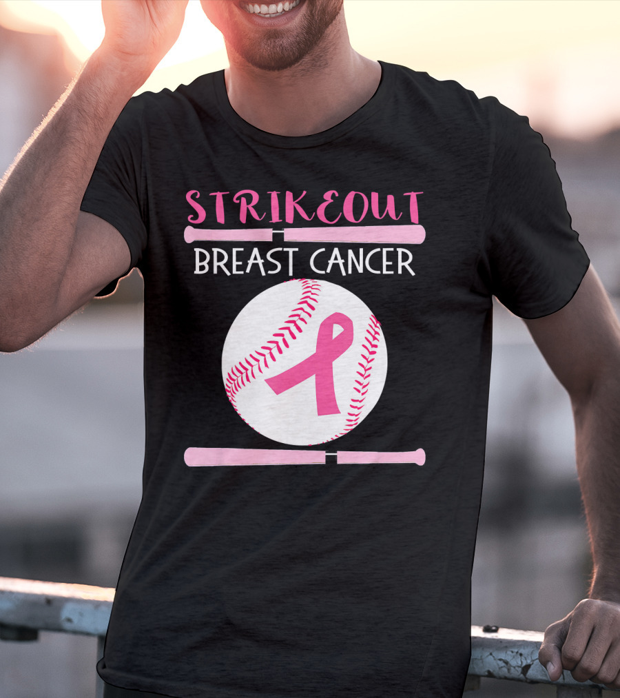 Strikeout Breast Cancer Baseball Catcher Player Team Co T-Shirt