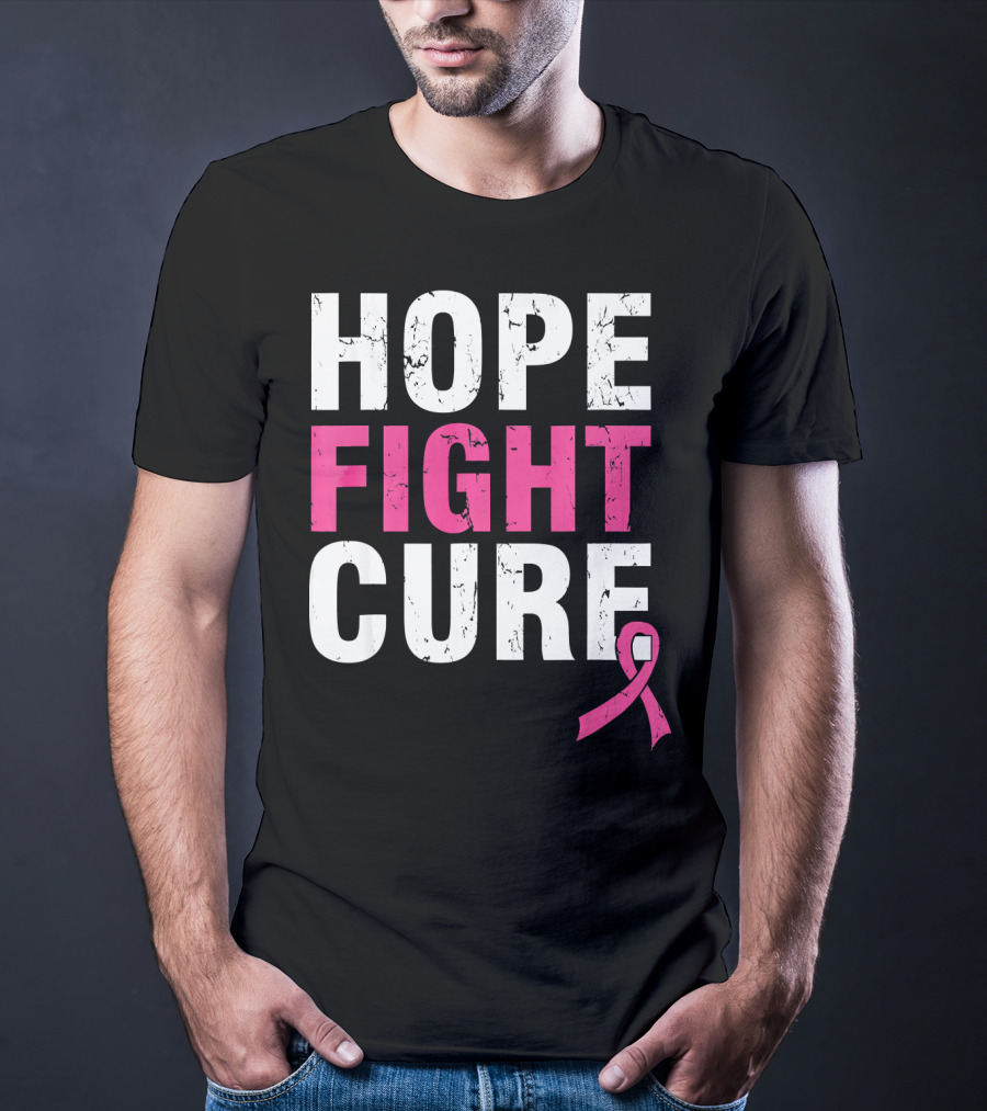 Hope Fight Cure Cancer Awareness Pink T-Shirt