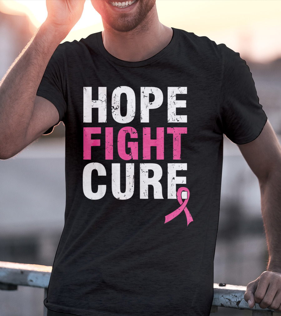 Hope Fight Cure Cancer Awareness Pink T-Shirt