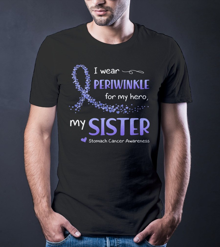 I Wear Periwinkle For My Hero My Sister Stomach Cancer Awareness T-Shirt