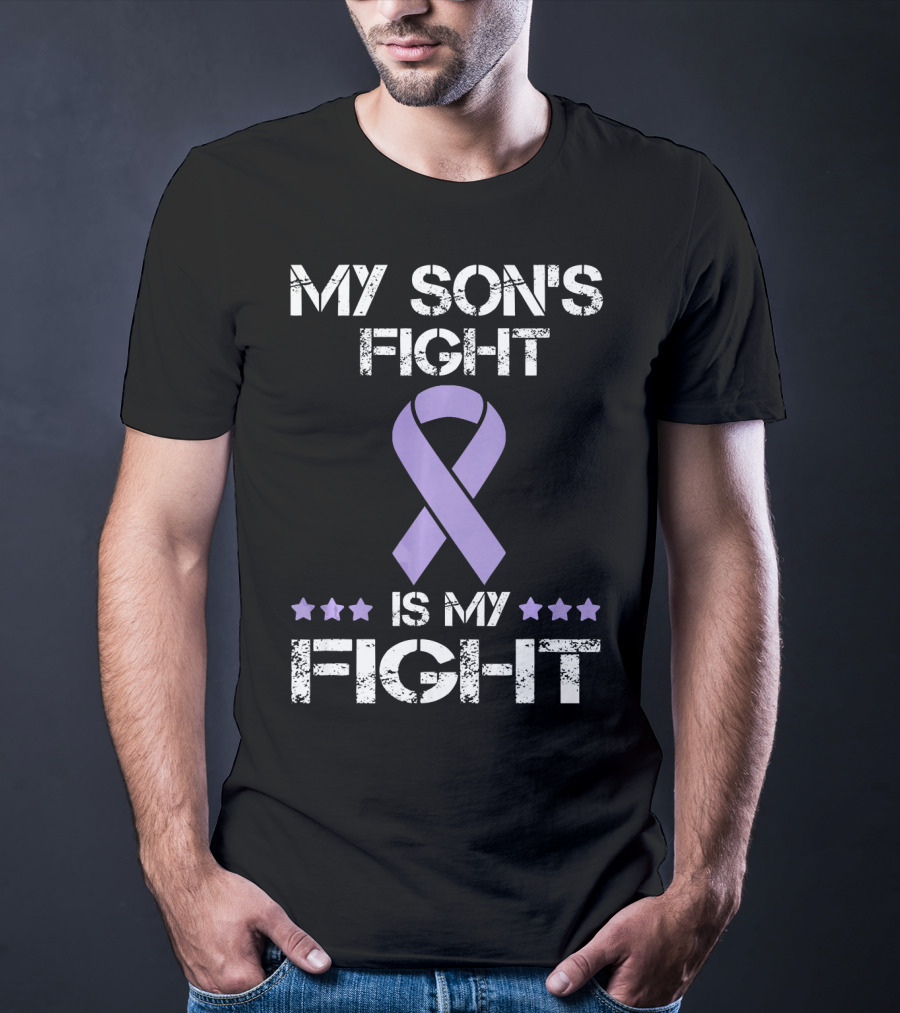 My Son's Fight Is My Fight Purple Ribbon Awareness T-Shirt