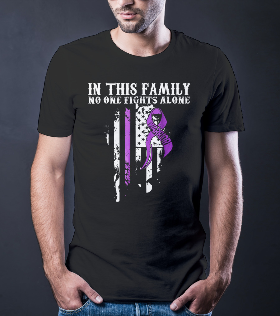 In This Family No One Fights Alone Pancreatic Cancer Warrior T-Shirt