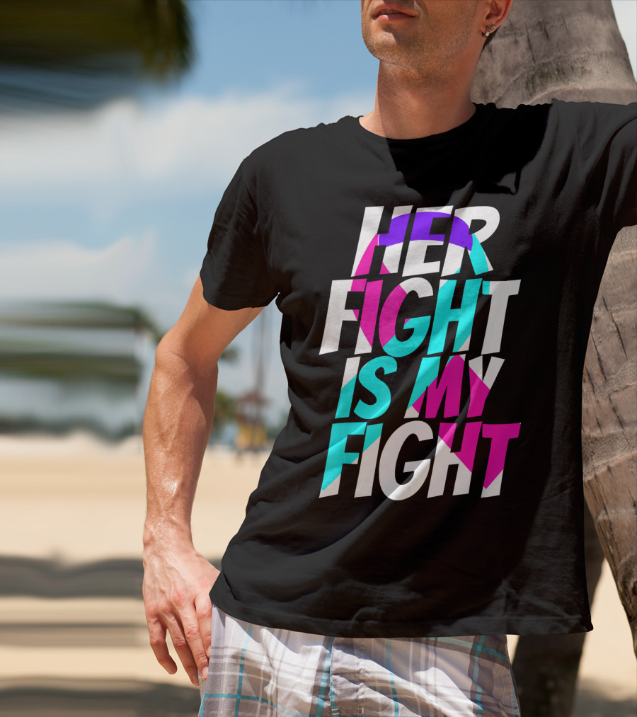 Her Fight Is My Fight Ribbon Thyroid Cancer Awareness T-Shirt