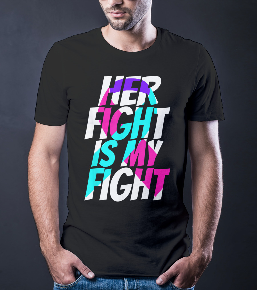 Her Fight Is My Fight Ribbon Thyroid Cancer Awareness T-Shirt