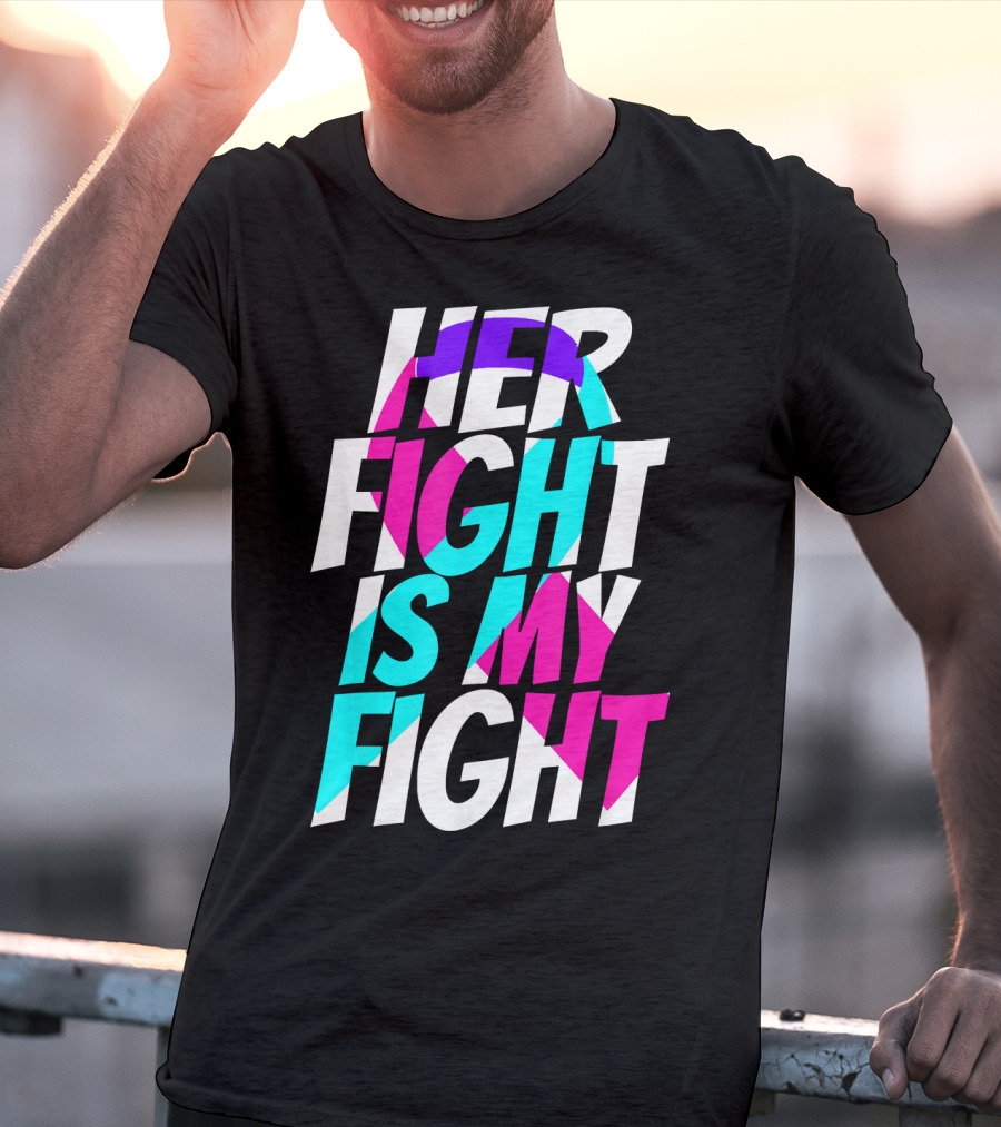 Her Fight Is My Fight Ribbon Thyroid Cancer Awareness T-Shirt